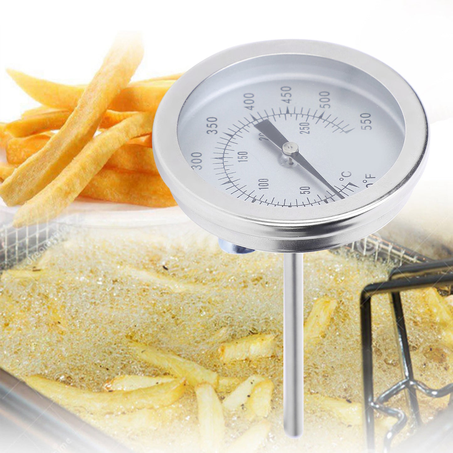 50-550℉ Stainless Steel Barbecue Grill Pointer Bimetallic Thermometer 5/16UNC BBQ Tools