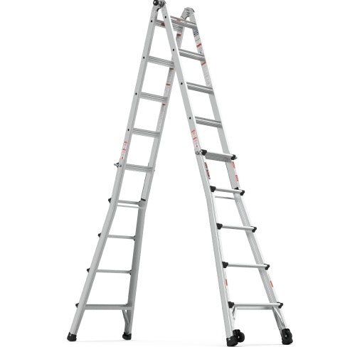 Aluminum Multi-Position Ladder With Wheels, 300 Lbs Weight Rating, 22 FT