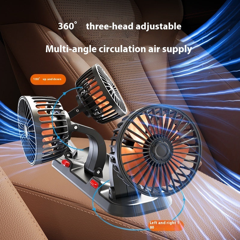 Car Fan Three-head Rotating Five-seat Shared Strong Wind Universal Car Fan