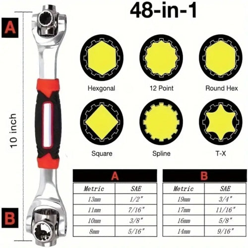 48 In 1 Universal Wrench Handy Adjustable Tool Multi-Function Socket Spanner