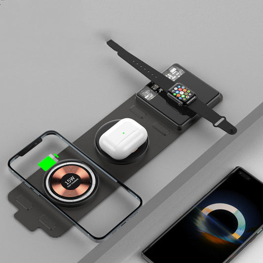 Foldable Magnetic Three In One Wireless Charging Mobile Phone