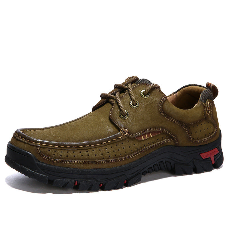 Men's British casual shoes leather leather hiking shoes