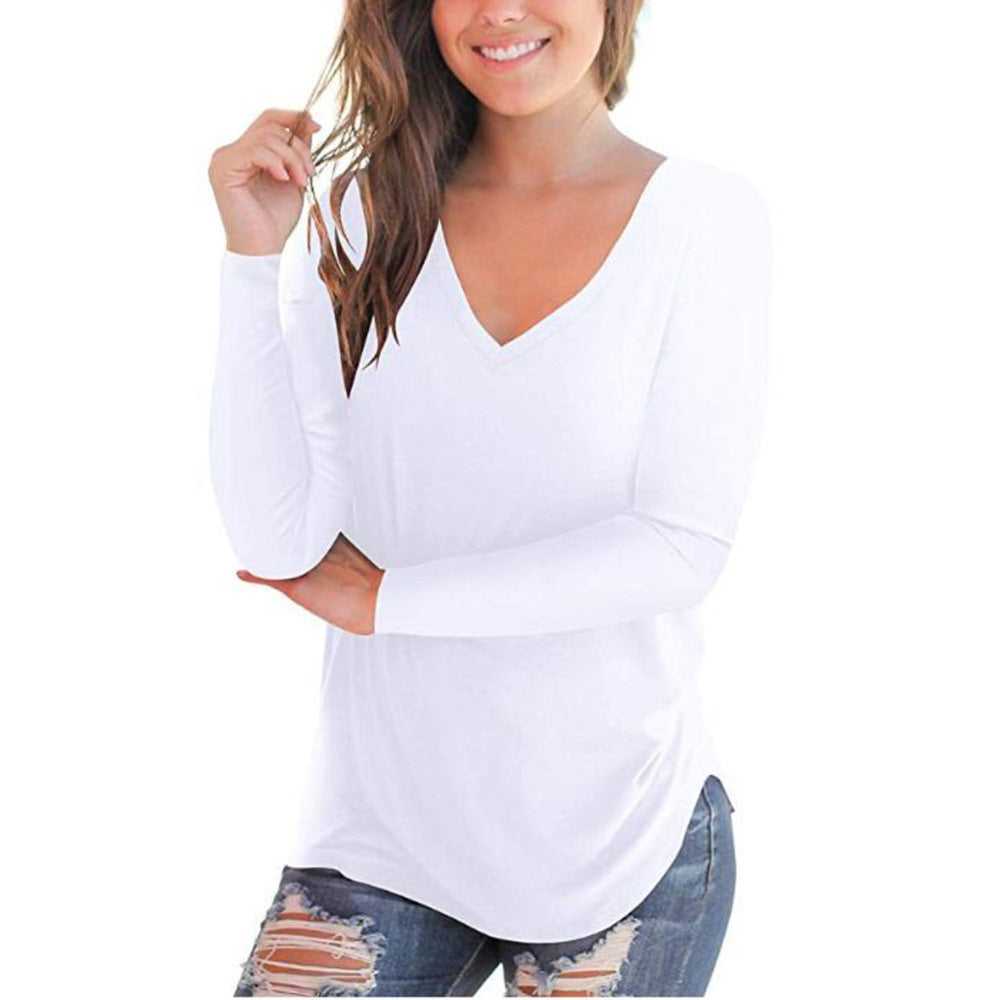 European And American Women's Clothing Solid Color Bottoming Shirt