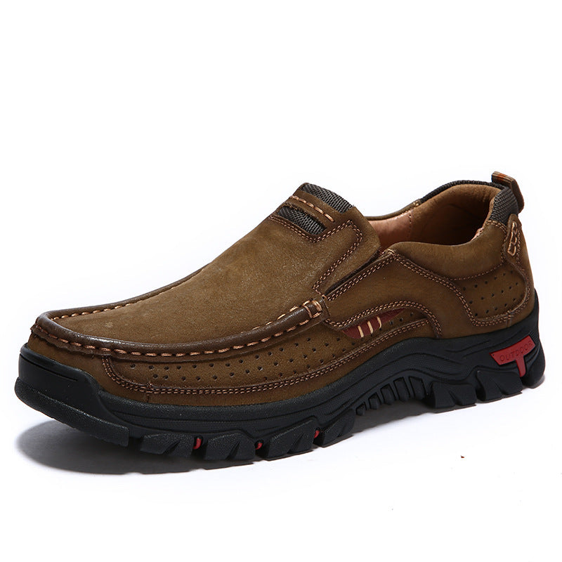 Men's British casual shoes leather leather hiking shoes