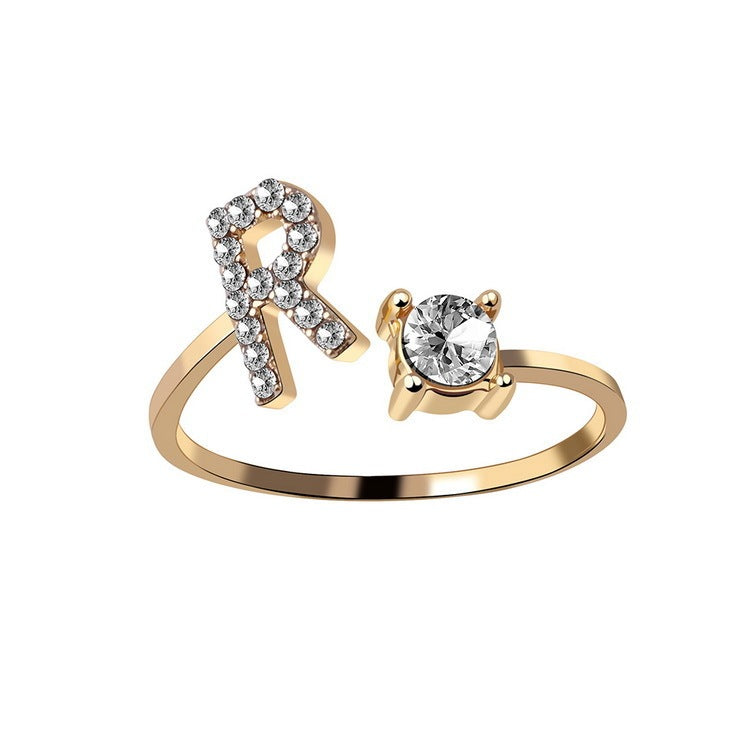 New Design Adjustable 26 Initial Letter Ring Fashion Jewelry For Women Simple Elegant Jewelry