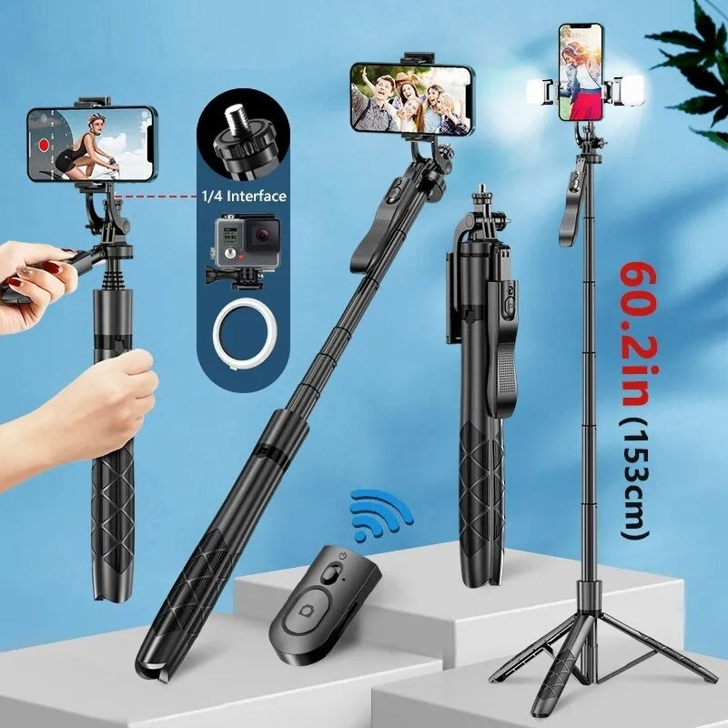 Cross-border Selfie Stick Double Fill Light Bluetooth Handheld Stabilizer Floor Telescopic Rod Stand For Live Streaming