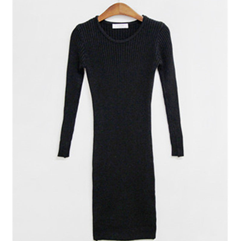 Womens Mid-Length Long-Sleeved tight Dress