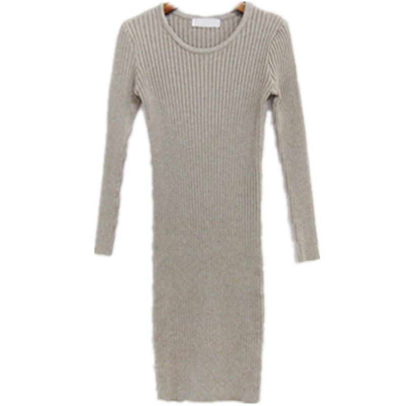 Womens Mid-Length Long-Sleeved tight Dress