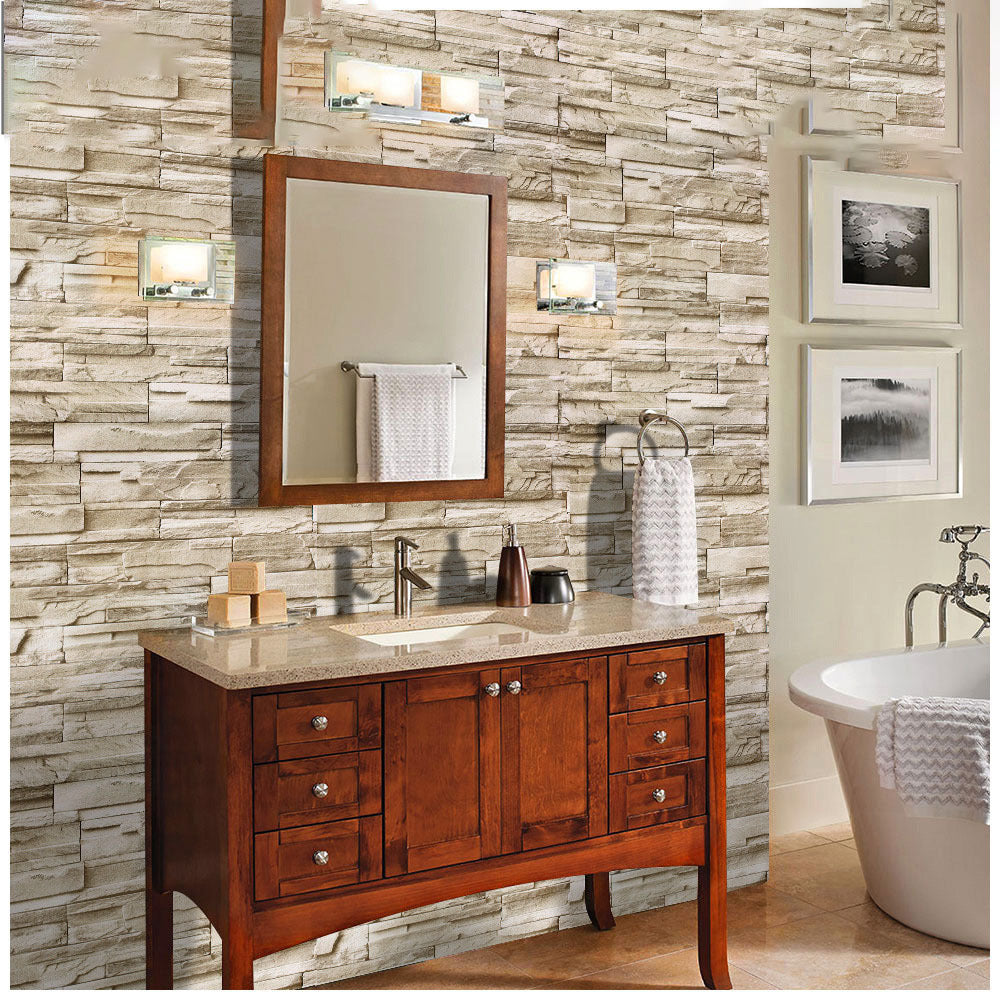 Amazon Explosive Brick Pattern Rock Sticker Waterproof PVC Wallpaper Bar Restaurant Background Wall Paper Wallpaper
