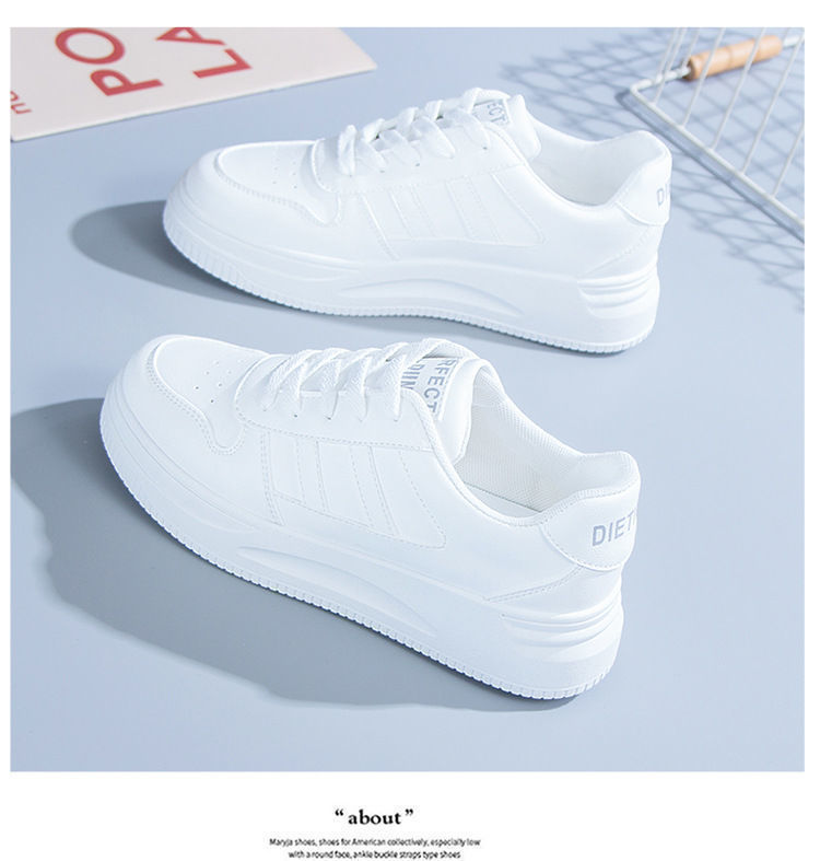 Women's All-matching Casual Sports Leather Summer White Sneakers Internet Celebrity