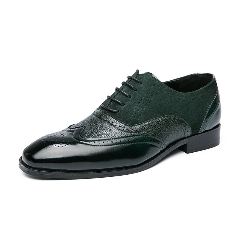 British Men's Low-top Lace-up Pointed Leather Shoes