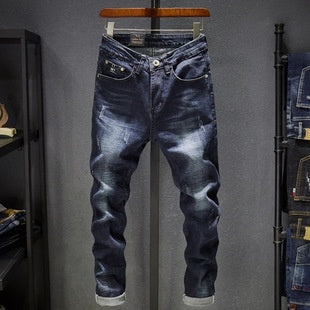 Cross-border Stretch Jeans Men's Ripped Casual Slim Fit Skinny Denim Pants