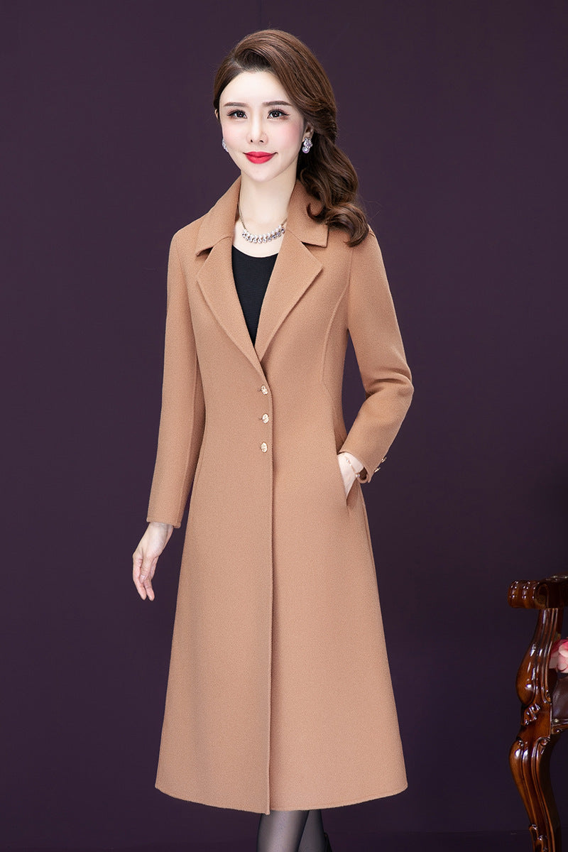 Overknee Mid-length Temperament Coat Female Slim Fit Woolen