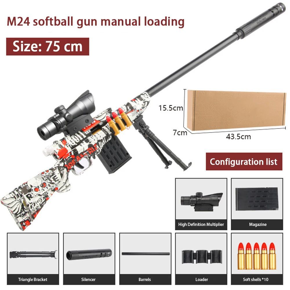 AWM M24 Shell Ejection Soft Bullet Sniper Gun Rifle Foam Darts Blaster Toy Gun For Boys Kids Adults Outdoor CS Shooting Games