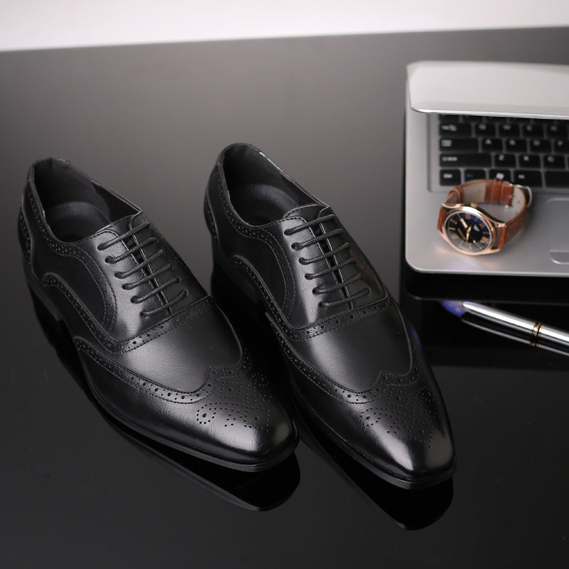 British block carved business leather shoes