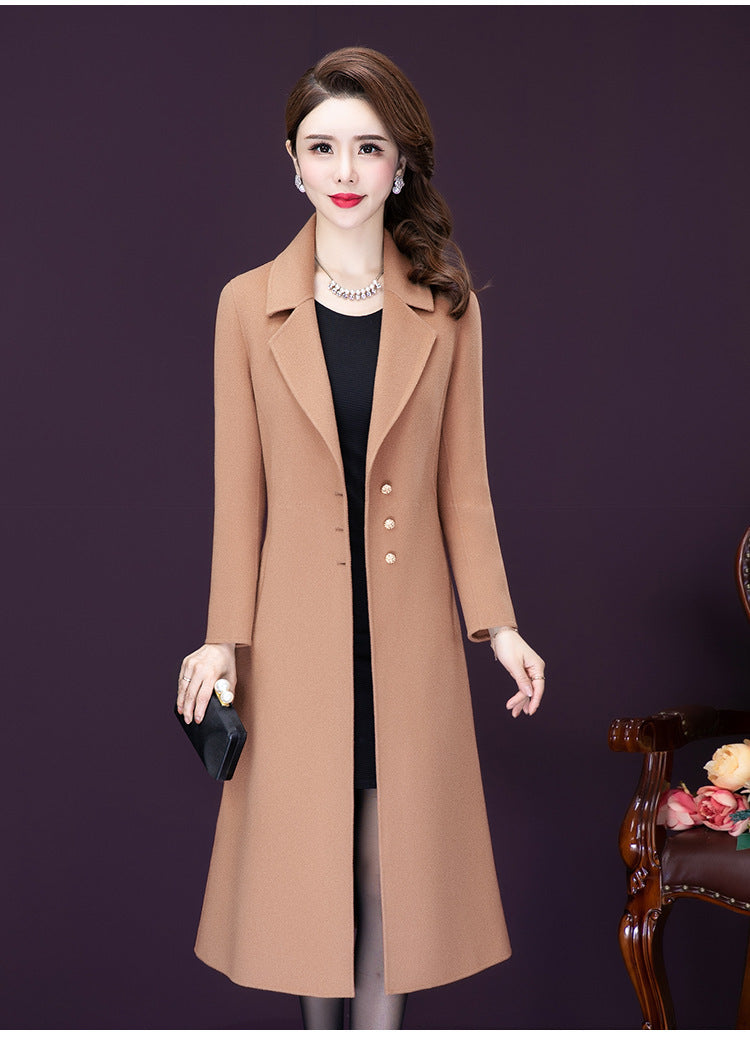 Overknee Mid-length Temperament Coat Female Slim Fit Woolen