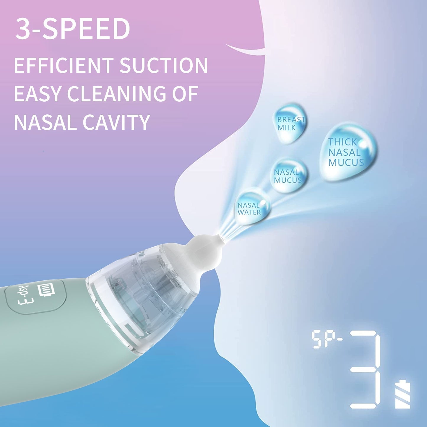 Baby Nasal Aspirator  Electric Household Nasal Suction Device Removable Cleaning Three-gear Suction For Multi-age Babies