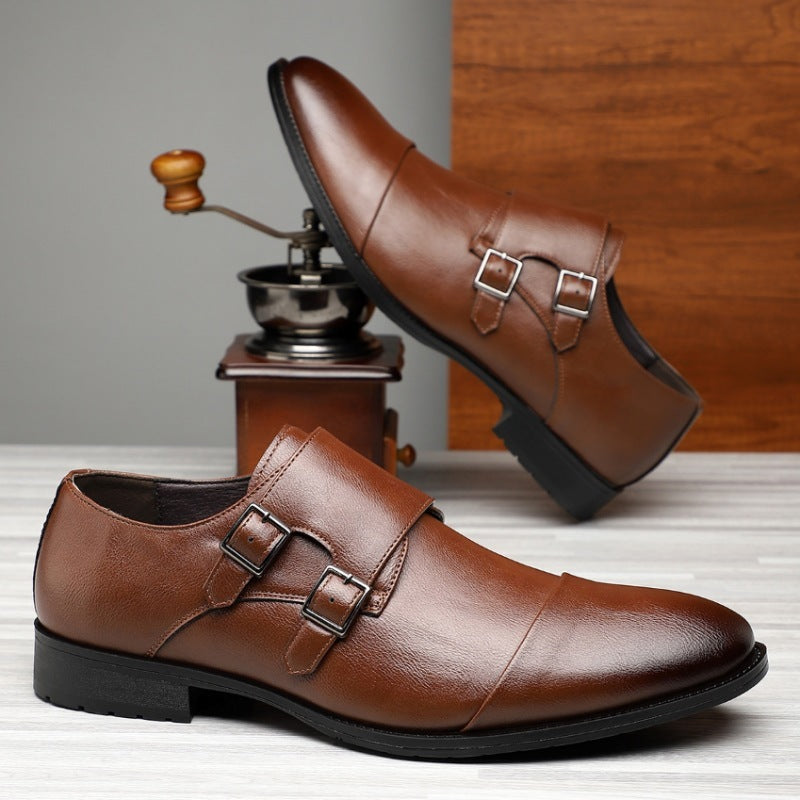 Men's Business Formal Pointed Buckle Leather Shoes