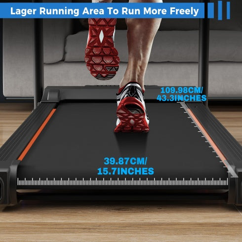 Compact Easy Folding Treadmill Motorized Running Jogging Machine With Audio Speakers And Incline Adjuster