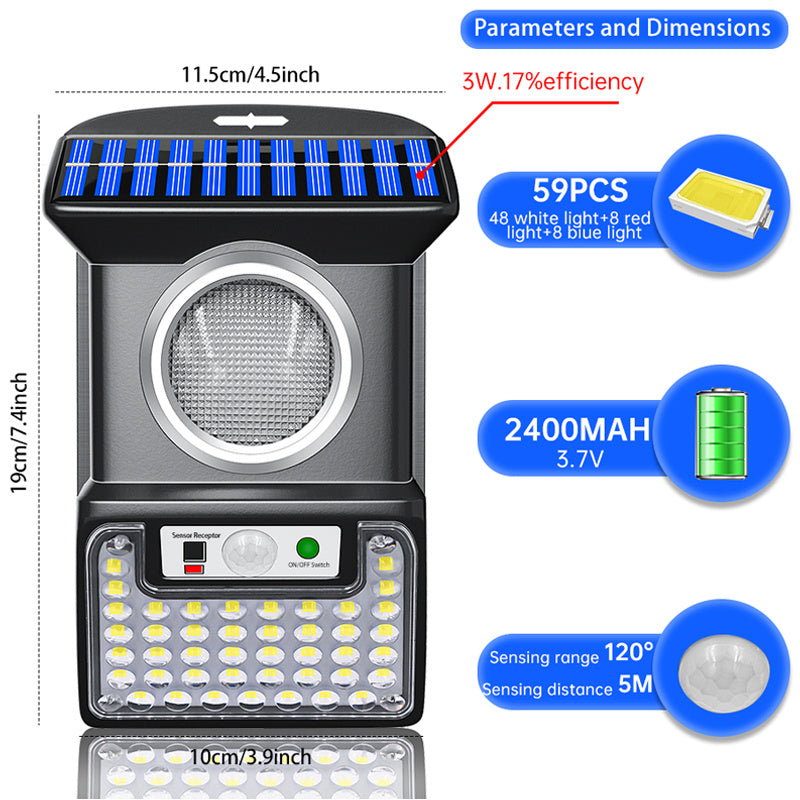 Outdoor LED Solar Body Sensing Wall Lighting Remote Control Light