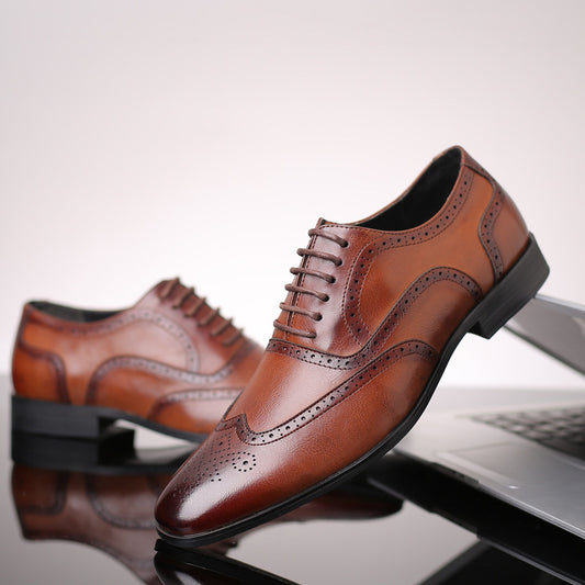 British block carved business leather shoes