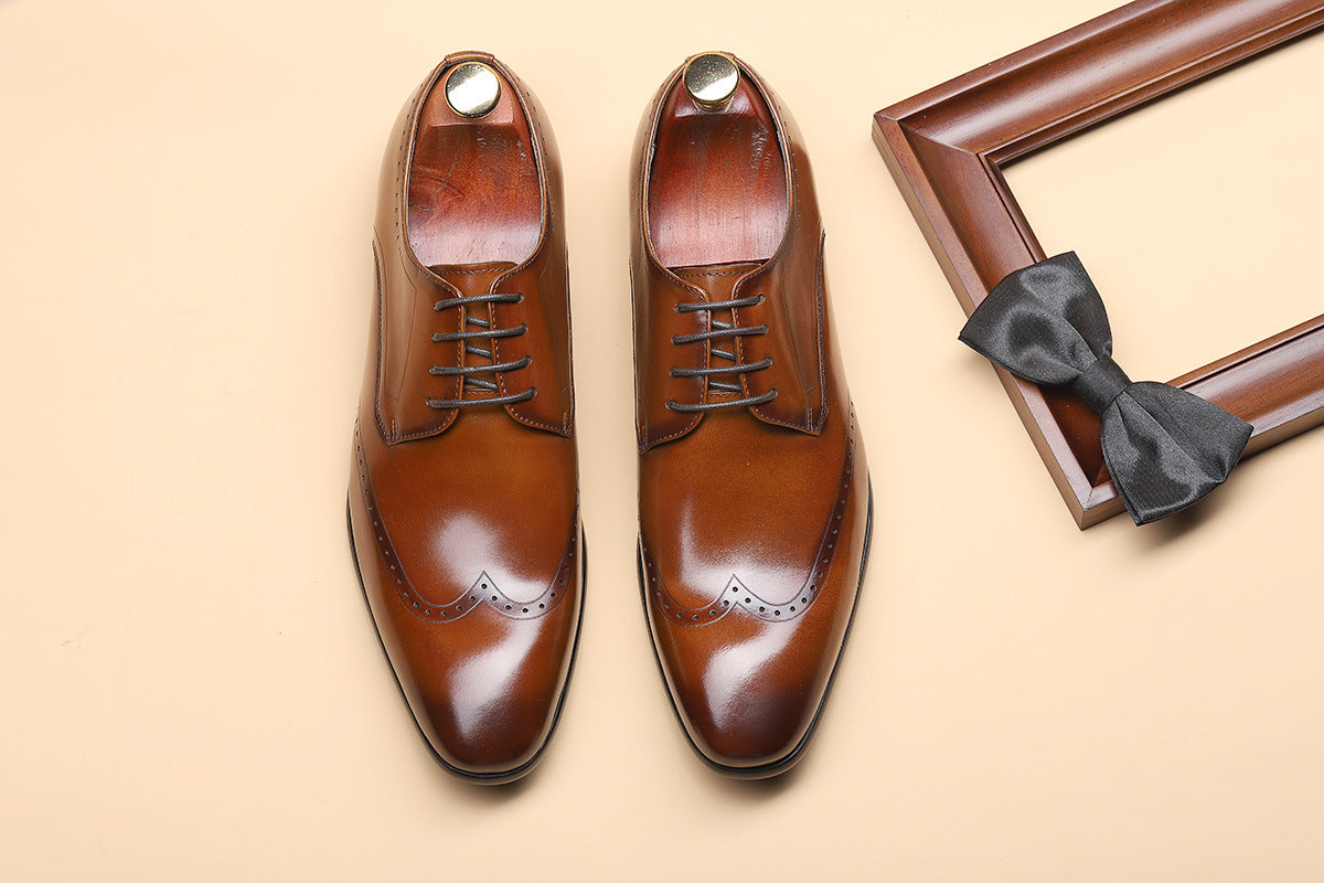 Spring Round Head Carved Brogue Shoes Men