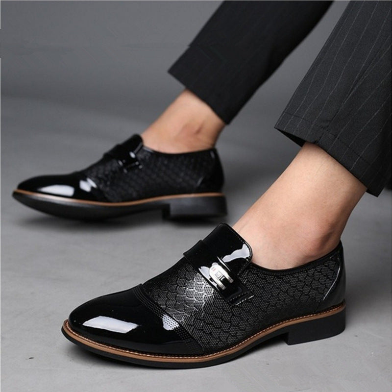 Embossed Men's Leather Shoes, Men's Casual Leather Shoes