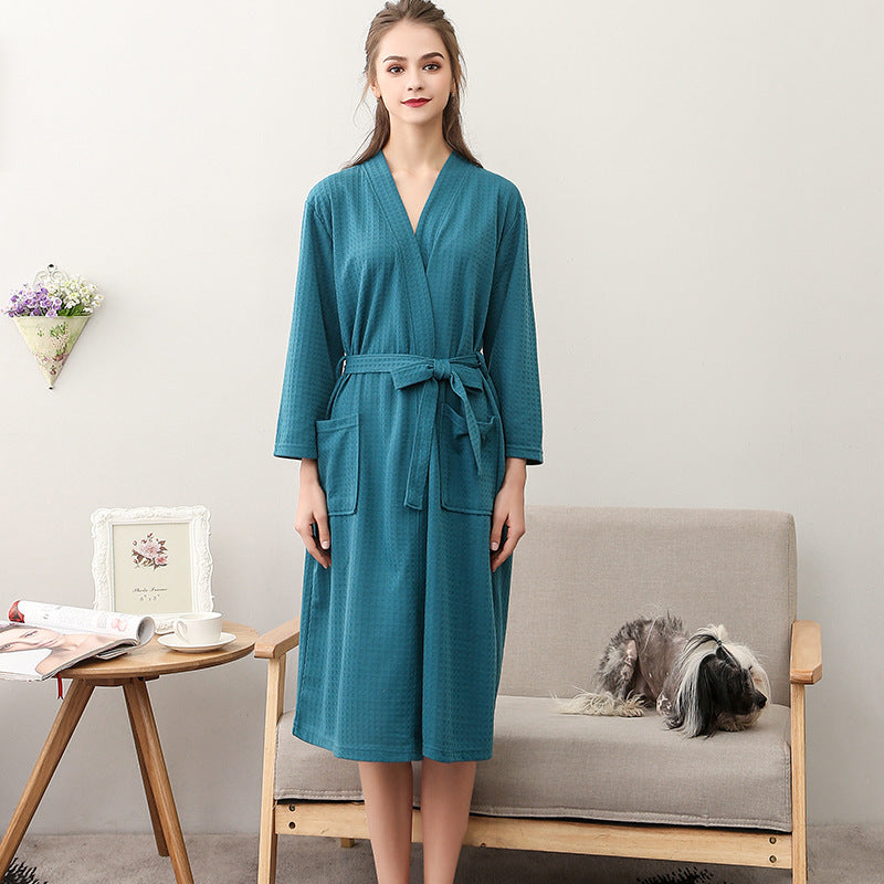 Women's Thin Couple's Nightgown Three Quarter Sleeve Bathrobe