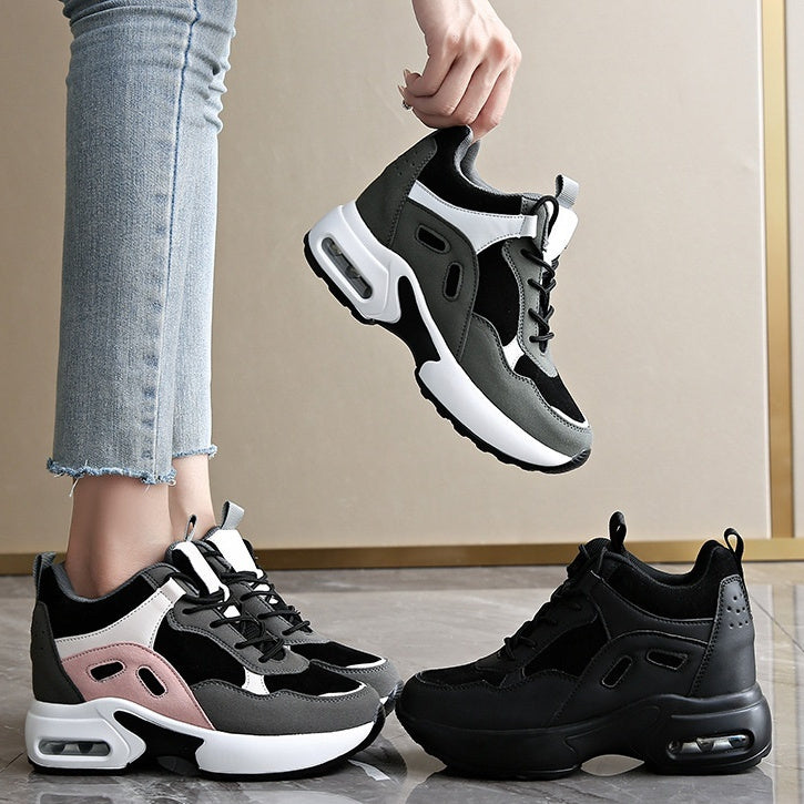 Casual Leather Plus Size Hidden Heel Platform Sneaker