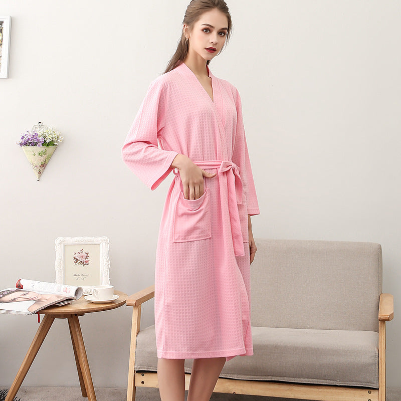 Women's Thin Couple's Nightgown Three Quarter Sleeve Bathrobe