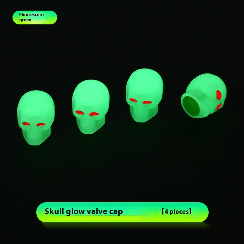 Car Tire Luminous Valve Cap Skull Valve Core Cover Universal