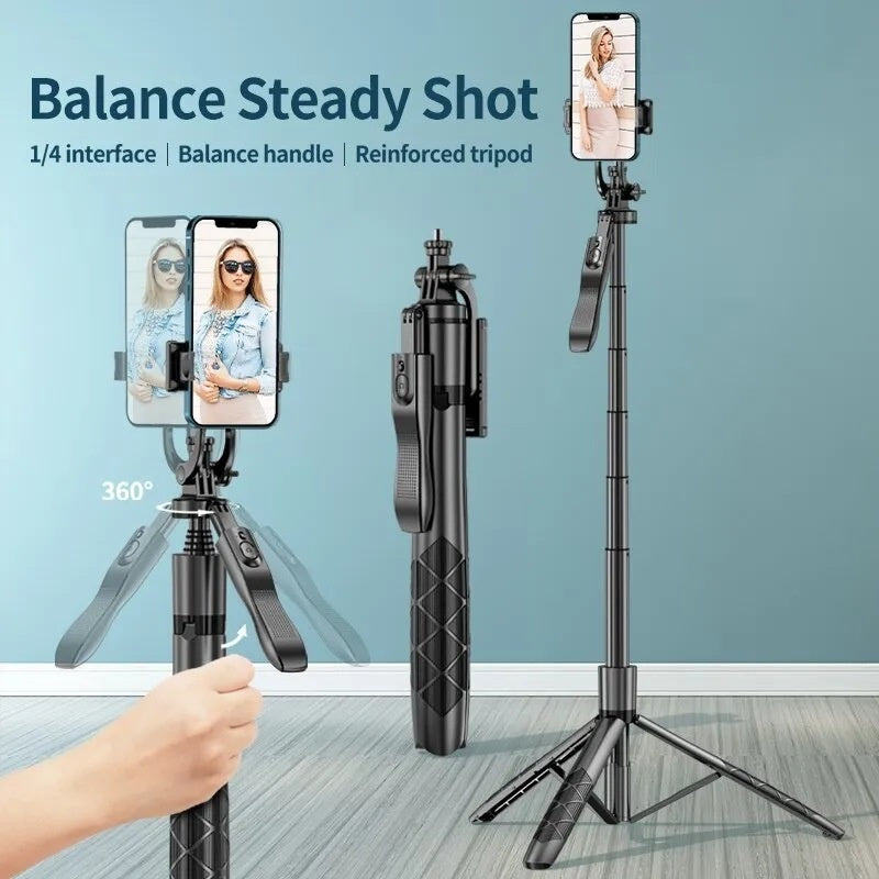 Cross-border Selfie Stick Double Fill Light Bluetooth Handheld Stabilizer Floor Telescopic Rod Stand For Live Streaming