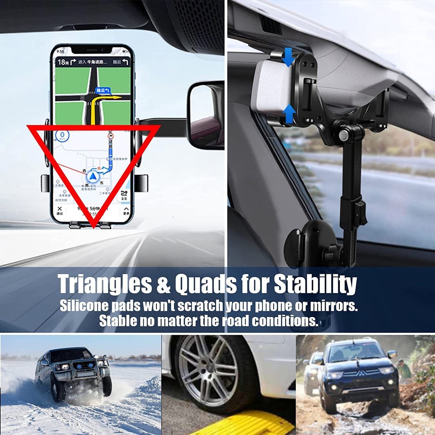 Rotatable And Retractable Car Phone Holder Rearview Mirror 2024 NEW