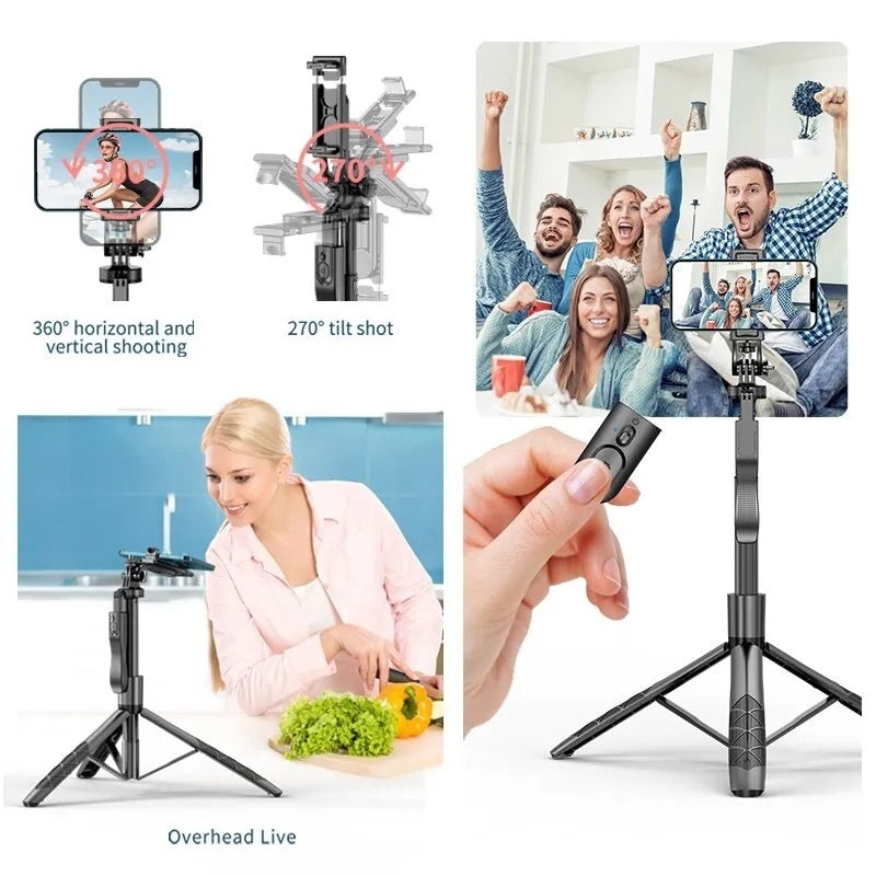 Cross-border Selfie Stick Double Fill Light Bluetooth Handheld Stabilizer Floor Telescopic Rod Stand For Live Streaming