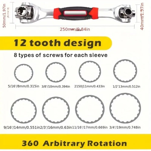 48 In 1 Universal Wrench Handy Adjustable Tool Multi-Function Socket Spanner