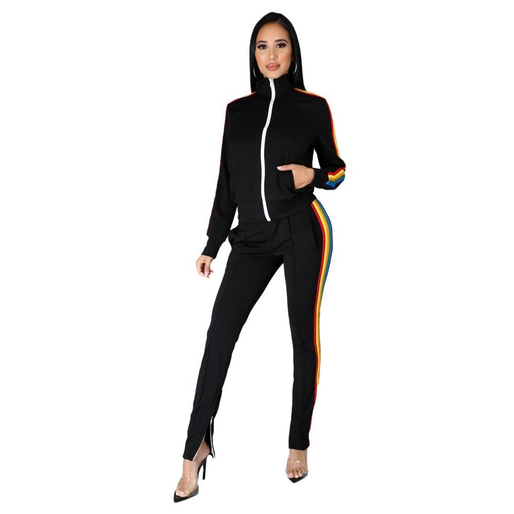 Amazon Color Contrast Womens Two Piece Suit