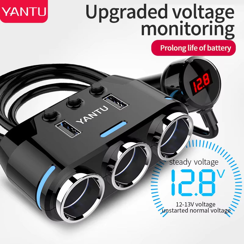 12V USB Waterproof Car Charger Socket With LED Voltmeter