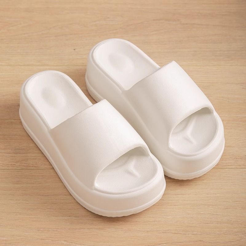 7cm High Heel Flat Slippers Summer Solid Color Non-slip Floor Home Shoes Outdoor Garden Slippers For Women