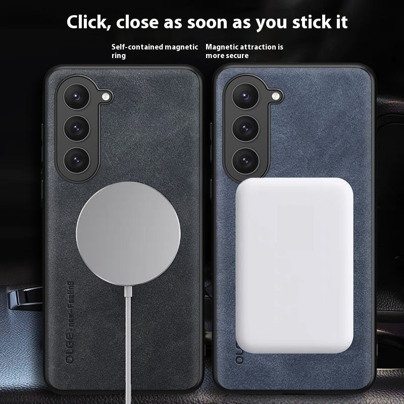 Phone Case Car Magnetic Wireless Charger Sheepskin Protective Cover