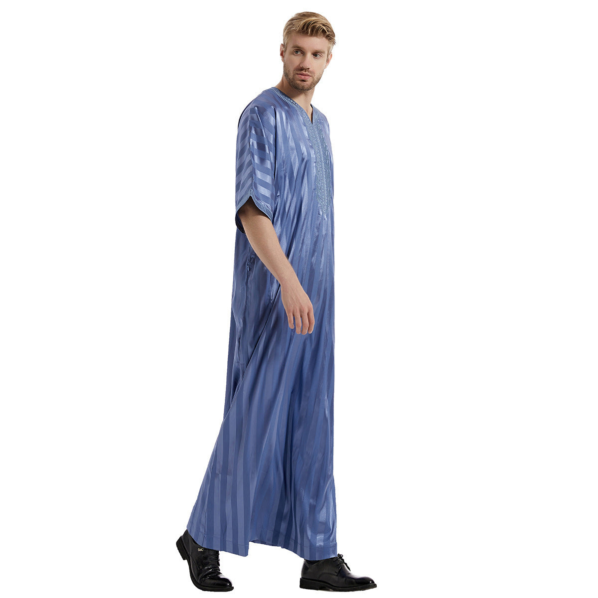 Men's Fashion Robe Stripe Embroidery