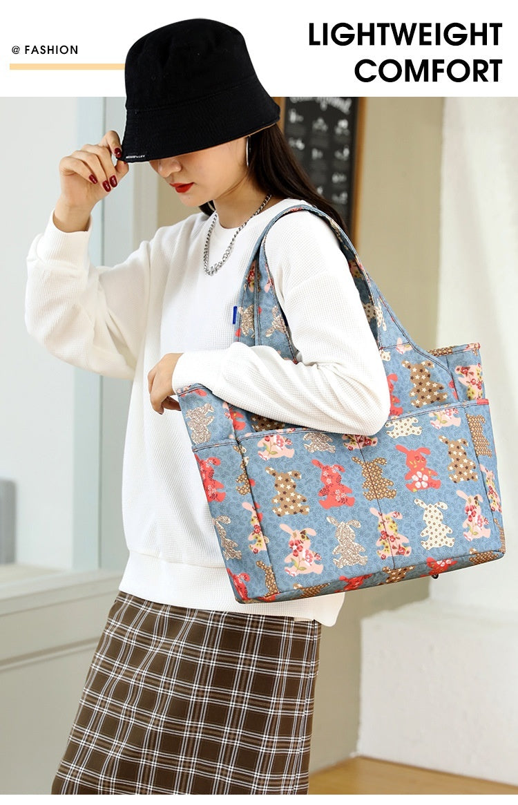 Women's Handbag Nylon Cloth Korean Cute Printed Shoulder Bag Casual Large Capacity