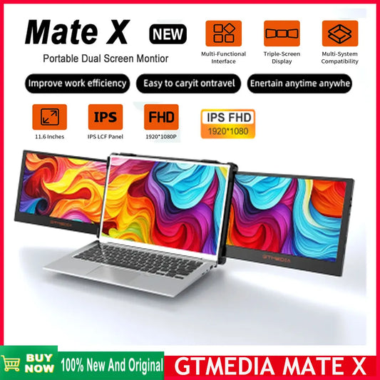 [Genuine]GTMEDIA MATE X Portable Dual Screen Monitor 11.6 inch IPS FHD 195-degree rotation Support 13.1-17.3 inches laptop