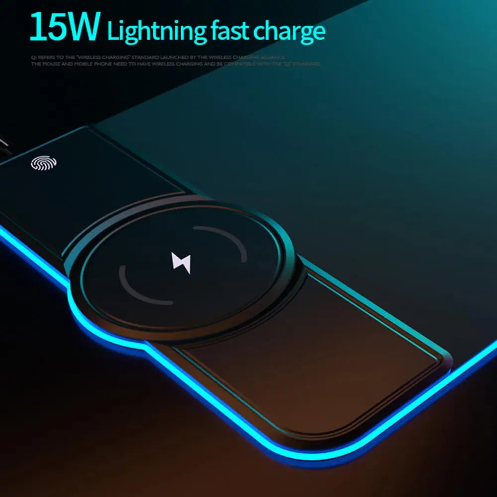 K9186 Mouse Mat Multifunctional Fast Charging 15W RGB Luminous Gaming Wireless Mobile Phone Charging Computer Mousepad for Home