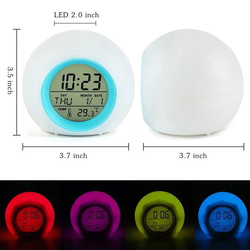 1/3/6PCS Kids Digital Alarm Clocks 7 Colors LED Change Night Light Spherical Touch Control Wake Up Electronic Clock Children