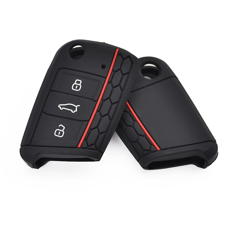 Silicone Key Fob Case For VW Polo Golf 7 for Skoda Octavia Kodiaq Karoq for SEAT Ateca Leon Cover Shell 2016 2017 2018 2019