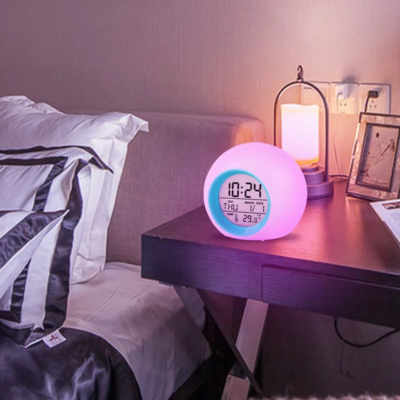 1/3/6PCS Kids Digital Alarm Clocks 7 Colors LED Change Night Light Spherical Touch Control Wake Up Electronic Clock Children