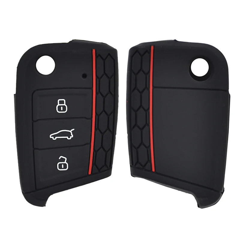 Silicone Key Fob Case For VW Polo Golf 7 for Skoda Octavia Kodiaq Karoq for SEAT Ateca Leon Cover Shell 2016 2017 2018 2019