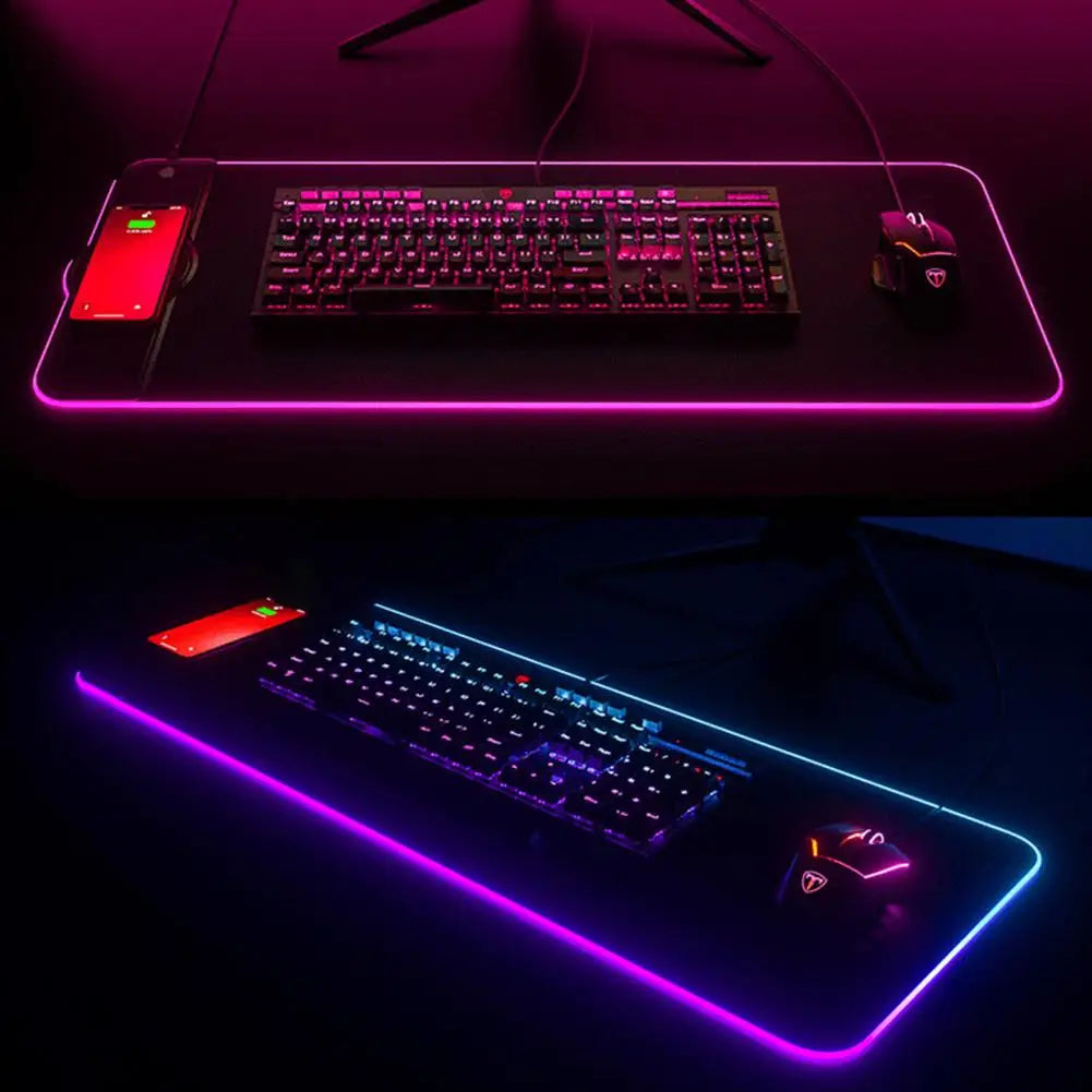 K9186 Mouse Mat Multifunctional Fast Charging 15W RGB Luminous Gaming Wireless Mobile Phone Charging Computer Mousepad for Home