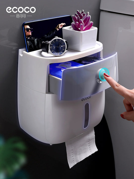 Toilet Punch-Free Waterproof Toilet Double-Layer Tissue Holder