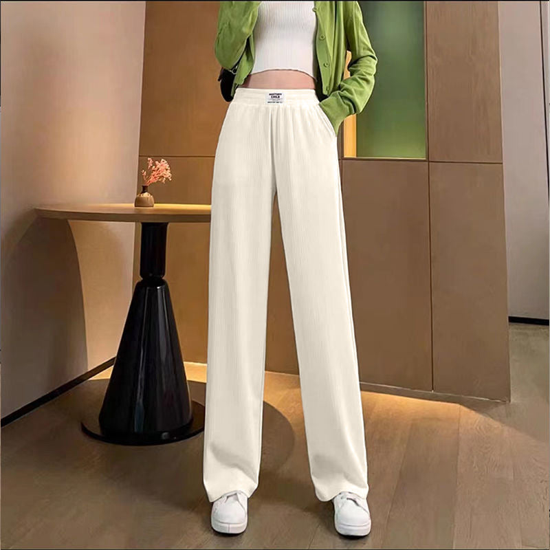 Women's SpringSummer High Waist Drooping Ice Silk Thin Pants